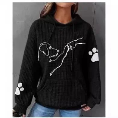 Dog Print Plaid Textured Sweatshirt