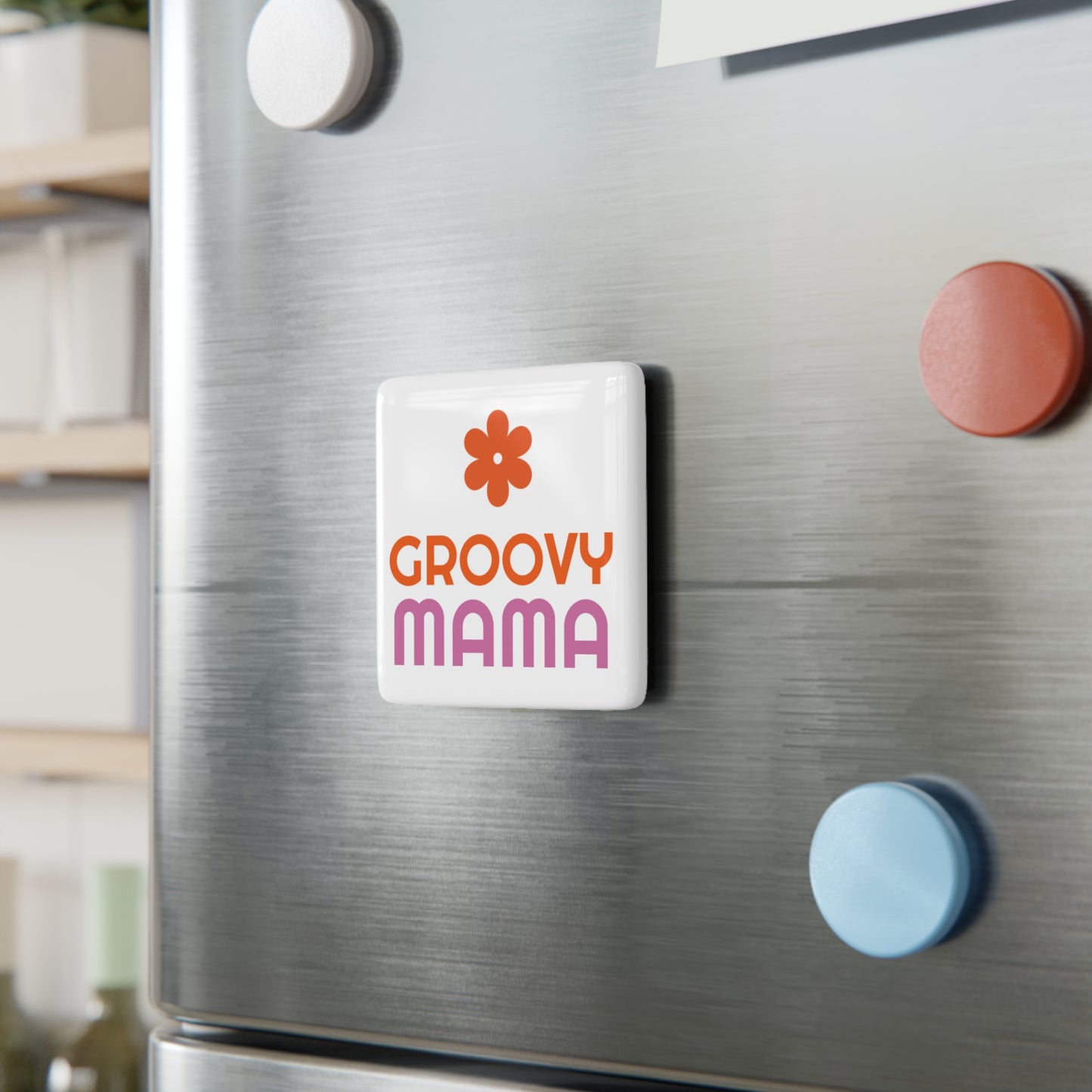 Groovy Mama - Porcelain Magnet, Square