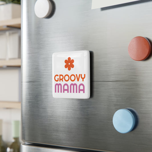 Groovy Mama - Porcelain Magnet, Square