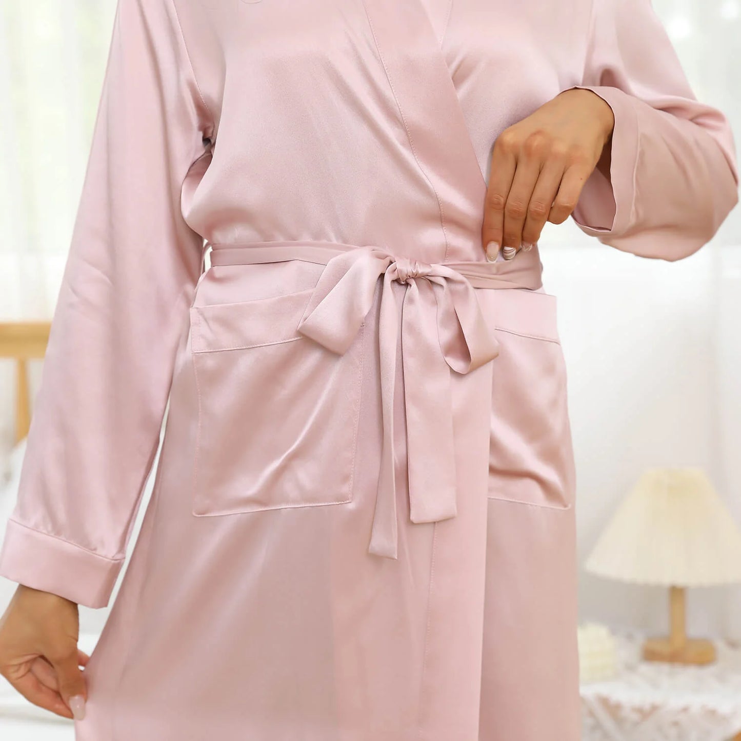 Momma's MamaGlow™ 100% Mulberry Silk Bathrobe (Silver Infused)